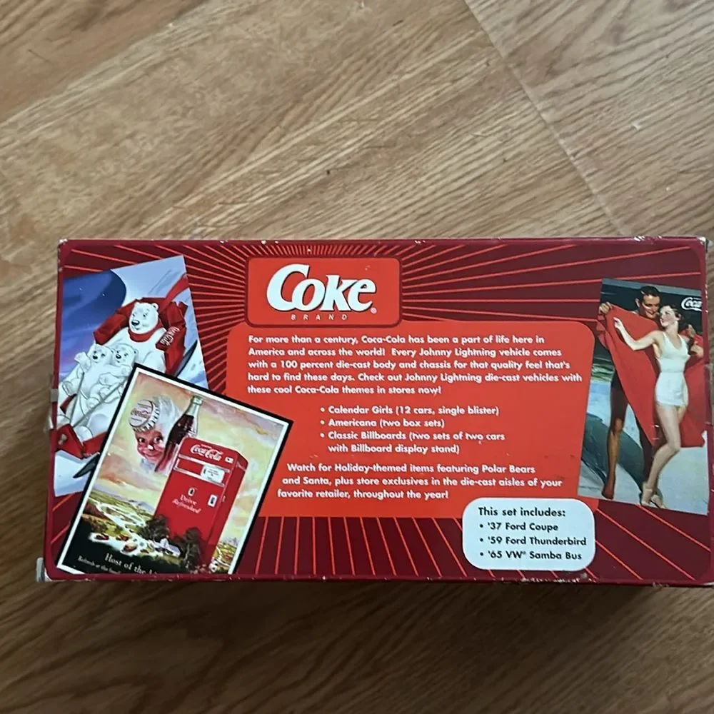 Coca-Cola Car Collection Poster Boxed Set Vintage Style Die-Cast Display